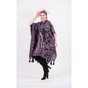 Mexican Our Lady of Guadalupe Poncho Lilac Black